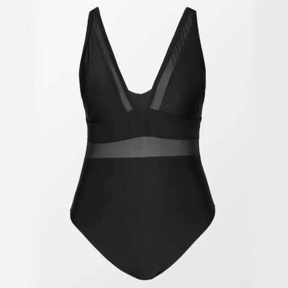 Cupshe Other - Cupshe Black V-Neck Mesh-Accent One-Piece Swimsuit